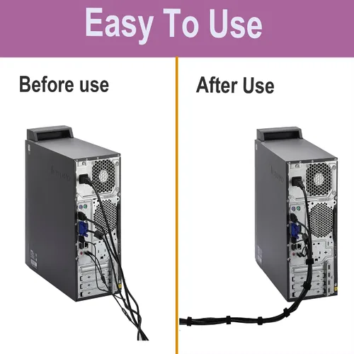Vista 4 de Correas reutilizables para cables, rollo de gestión de cables, cierre negro, cinta de gancho y bucle de doble cara (1/2 pulgada)