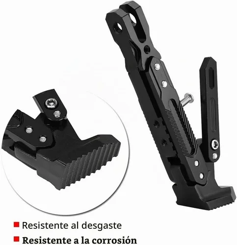 Vista 4 de Pata de Cabra de Motocicleta Soporte de Trípode Ajustable Universal de Aluminio Motor Scooter Soporte Lateral de Pie Modificado Accesorios de Negro