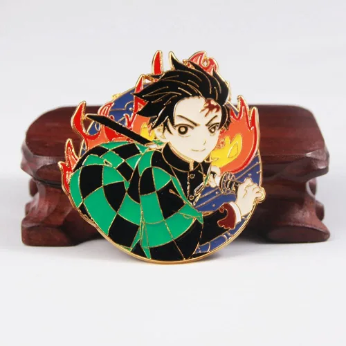 Vista 2 de Kimetsu No Yaiba Tanjiro - Broches de personajes de anime Nezuko Rengoku, regalos de cosplay para niños, niñas, adolescentes, mujeres y hombres