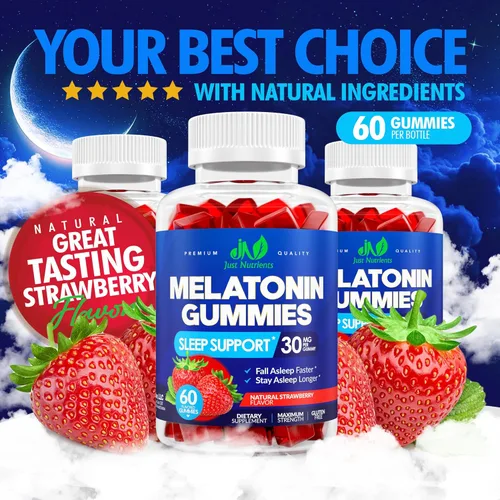 Vista 4 de Gomitas de melatonina de 30 mg para adultos (60 porciones) – Apoyo para dormir de máxima fuerza con 30 mg de melatonina por gomita – Sin gluten, sin