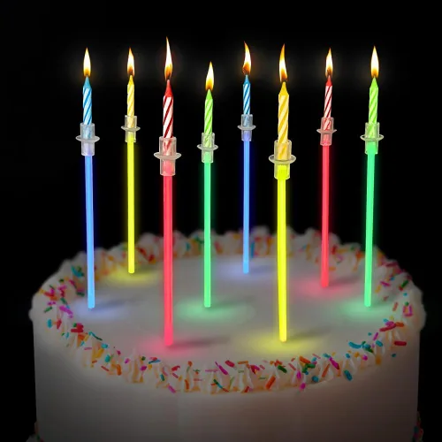 Vista 2 de BEST PARTY EVER! Velas de pastel Glow Stick, 16 unidades, paquete de 2