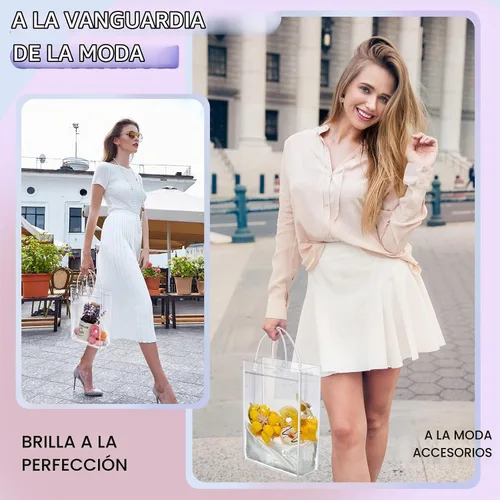 Vista 5 de Saintrygo 100 bolsas de regalo de PVC transparente con asas, transparentes