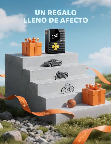 Vista 9 de AstroAI L7 Mini Inflador de Neumáticos Compresor de Aire Portátil, 150 PSI Bomba de Aire Inalámbrica para Neumáticos de Coche con Luces LED