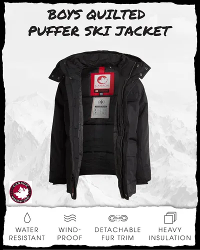 Vista 2 de CANADA WEATHER GEAR Abrigo de invierno para niños, chaqueta de esquí pesada parka (8-20)