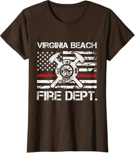 Vista 18 de Virginia Beach Virginia Fire Department - Camiseta delgada de línea roja, Negro