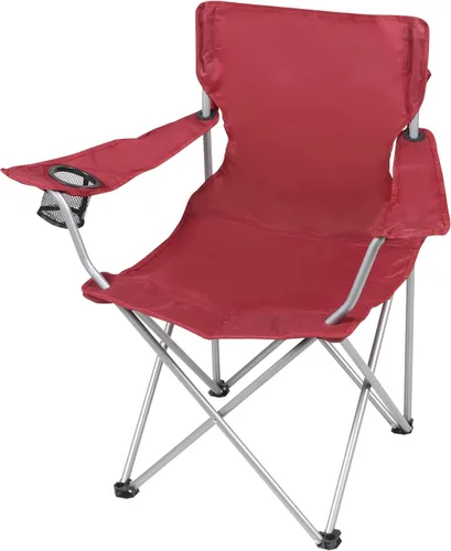 Vista 3 de Silla de campamento plegable básica con soporte para tazas, color rojo, para adultos