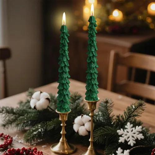 Vista 18 de Candelabros en espiral verde y velas cónicas verdes - Gedengni 7.5 pulgadas Velas cónicas cortas y encantadoras con diseño retorcido, velas sin