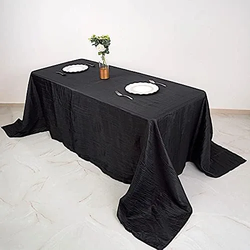 Vista 2 de Balsa Circle Mantel rectangular de tafetán arrugado de acordeón negro de 90 x 132 pulgadas, suministros de decoración de recepción para bodas