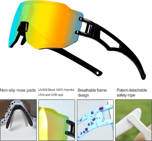 Vista 5 de azuza Paquete de 3 lentes de sol polarizados para niños, jóvenes, de béisbol, ligeros, TR90, marco UV400, deportes, ciclismo, para niños y niñas
