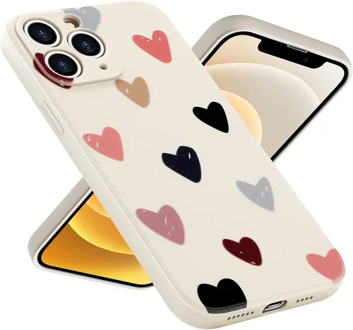 Vista 10 de Funda protectora para iPhone 12 para mujeres y niñas, diseño lindo de silicona suave, protección de cámara con forma de corazón, para iPhone 12