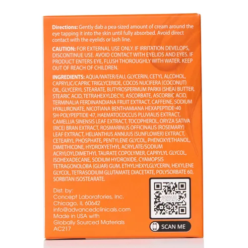 Vista 9 de Advanced Clinicals Bálsamo para Ojos con Vitamina C + Cafeína Crema Hidratante Facial Crema para Debajo de los Ojos para Mejorar la Apariencia