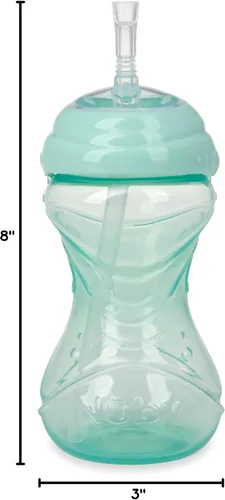 Vista 7 de Nuby Vaso de 3 Piezas Antiderrames de Fácil Agarre con Popote Flexible, Función Clik It Lock, Neutro, 10 Onzas