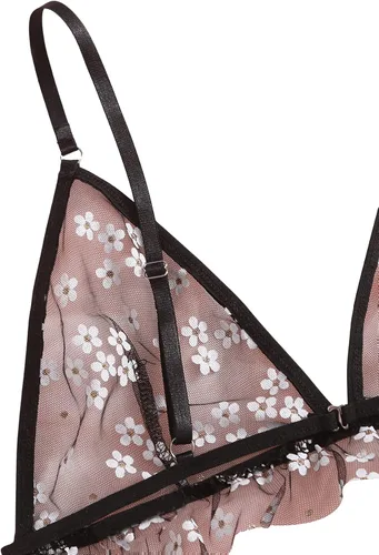 Vista 5 de Verdusa Conjunto de lencería de malla floral de 2 piezas para mujer