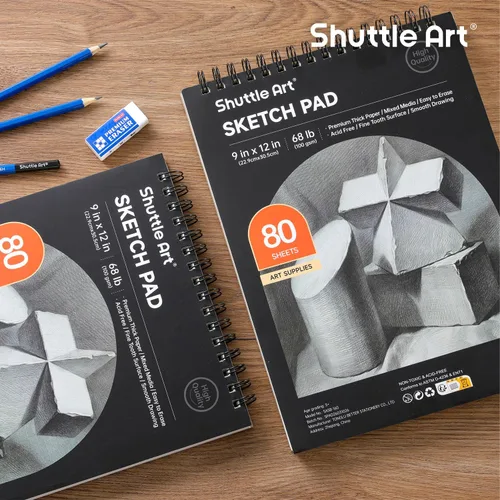 Vista 9 de Shuttle Art Kit de dibujo y bloc de bocetos, juego de 123 lápices de arte + 160 hojas de bloc de bocetos