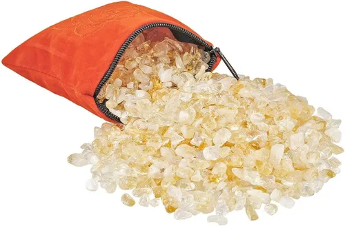 Vista 2 de SUNYIK Paquete de 2 almohadas de cristal de citrino y amatista, sacro y cristal de chakra del tercer ojo para curar Reiki, 0.5 libras / paquete