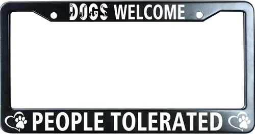 Vista 4 de Adopt A Shelter Pet Paws - Marco de matrícula negro mate para hombres y mujeres, marco de placa de automóvil de acero inoxidable resistente con 2