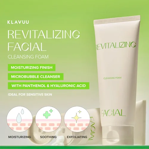 Vista 2 de KLAVUU Lavado facial revitalizante para el cuidado profundo de los poros Limpiador facial hidratante para pieles sensibles con ácido hialurónico