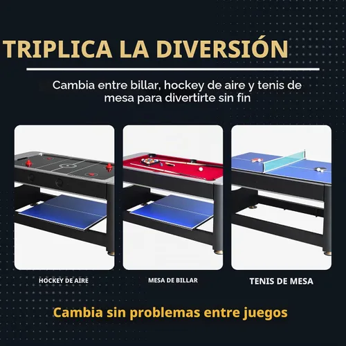 Vista 4 de Hathaway Triple Threat Mesa de Juego Multifuncional – Campo de Juego Rotativo que Ahorra Espacio para Mesa de Billar de 183 cm, Mesa de Hockey