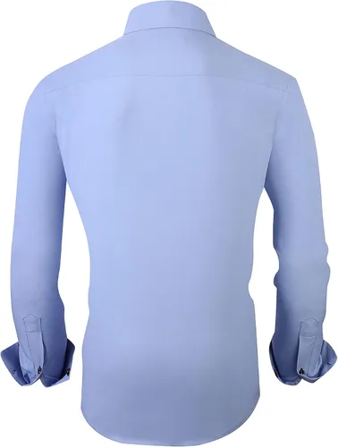 Vista 2 de Alex Vando Camisa de vestir para hombre, sin arrugas, ajuste regular, elástica en 4 direcciones, con botones
