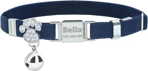 Vista 20 de Collares elásticos de seguridad personalizados para gatos con campana, collares elásticos personalizados con láser para niñas, niños, gatos