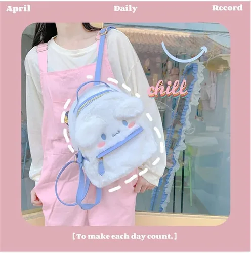 Vista 3 de Mochila Kawaii para niñas, mini mochila de anime, linda bolsa de PU, bolsa de hombro para niña, cosplay, Púrpura, Mochilas de viaje