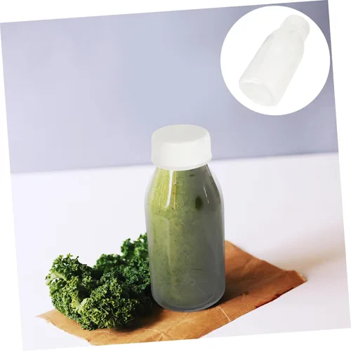 Vista 7 de Hemoton Botellas de almacenamiento de botellas de bebidas transparentes para jugo, botellas de jugo vacías, botellas de leche transparentes con tapas