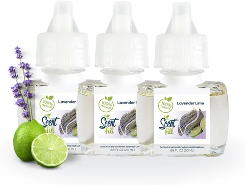 Vista 16 de Scent Fill Ambientador 100% natural de cereza y almendra con enchufe, recambios de aceite perfumado, 3 recambios