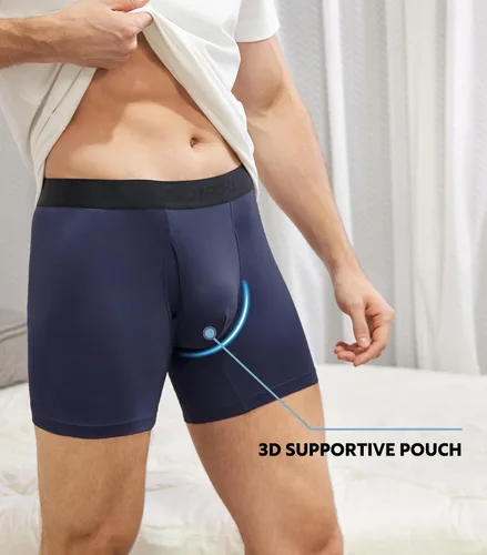 Vista 5 de DAVID ARCHY Calzoncillos tipo bóxer de rayón de bambú para hombre, cintura ancha de 1.5 pulgadas de ancho que no se suben con bolsa extendida