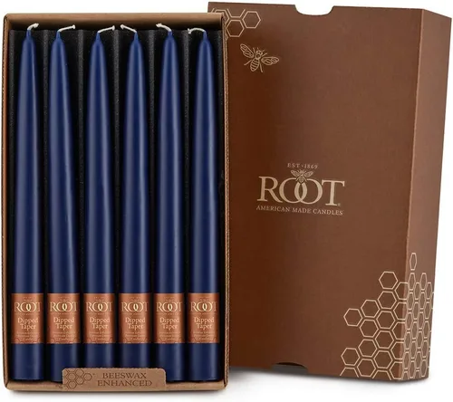 Vista 13 de Root Candles Juego de velas sin perfume de mezcla de cera de abeja de alta calidad, 5 pulgadas, azul Williamsburg, 8 unidades Williamsburg Azul