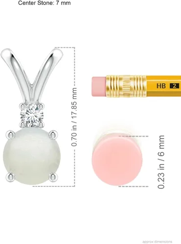 Vista 3 de Angara Collar con colgante de solitario de piedra lunar natural para mujeres, niñas en oro macizo de 14 quilates, plata de ley Regalo de joyería