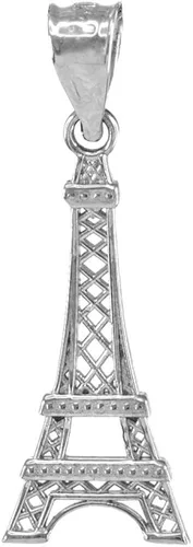 Vista 3 de Collar con colgante de la torre Eiffel de plata de ley 925
