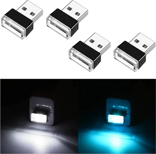 Vista 7 de Ziciner 6 PCS Lámpara de Ambiente Interior de Coche LED USB, Mini Luz Nocturna LED Portátil, Kit de Iluminación Ambiental de Maletero con Interfaz