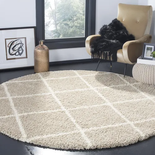 Vista 37 de SAFAVIEH Hudson Shag Collection - Alfombra decorativa de 2 x 3 pies, color beige y marfil, diseño moderno de enrejado, no desprende pelusa