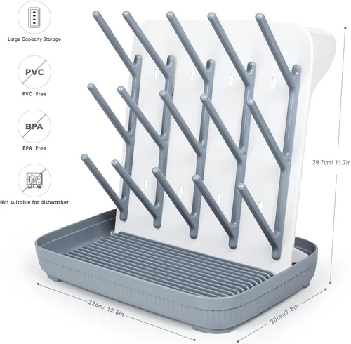 Vista 5 de Estante para secar biberones Termichy: Soporte grande vertical para secar botellas - Estante de secado vertical ahorrador de espacio para biberones