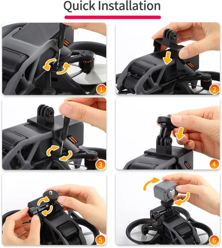 Vista 7 de Avata FPV Adaptador Mount Bundle para DJI Avata Drone Action 2 para Insta360 Go 1 Go 2 Cámaras de Acción Accesorios Soporte Extendido Soporte