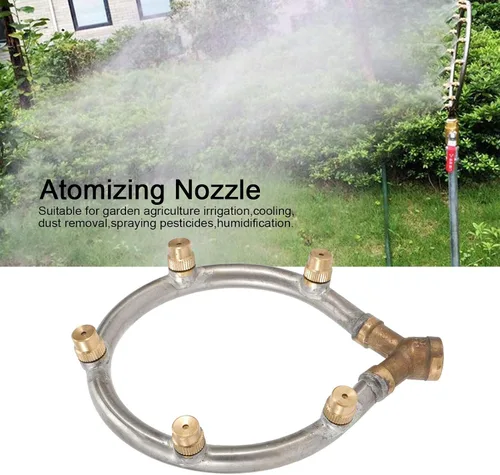 Vista 3 de Boquilla atomizadora, rosca hembra G1/4 pulgadas, 5 cabezales, riego circular ajustable, nebulización, para riego de jardín