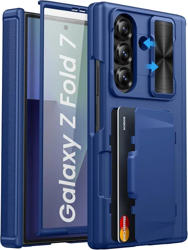 Vista 15 de Funda para Samsung Galaxy Z Fold 7 con Portarjetas, Integrado y Protector de Pantalla y Protección de Bisagra y Cubierta Deslizante para Cámara Negro