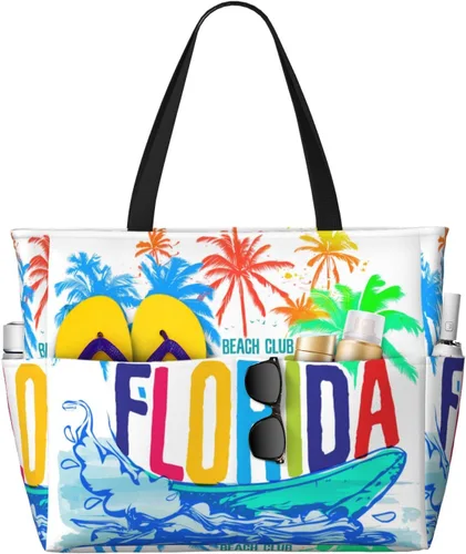 Vista 16 de Bolsa de playa para mujer, bolsa de playa impermeable y a prueba de arena con bolsa húmeda, bolsa de viaje grande para viajes de fin de semana