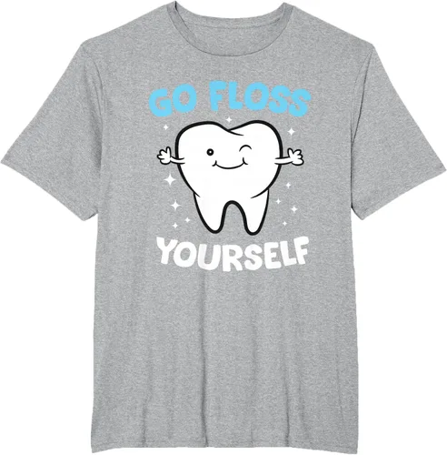 Vista 46 de Camiseta higienista dental, asistente dental, Go Floss Yourself dentista, Negro, S