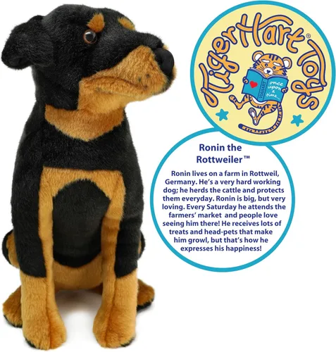 Vista 3 de TigerHart Ronin The Rottweiler - Peluche de 14 pulgadas
