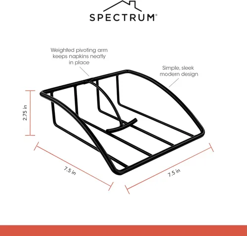 Vista 6 de Spectrum Servilletero europeo para mesa, organizador de cocina, para mostrador, mesa de comedor, moderno dispensador de servilletas plano de metal