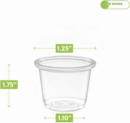 Vista 5 de {1 onza, 200 tazas} Vasos de plástico transparente para porciones sin tapas, pequeños recipientes para control de porciones, chupitos de gelatina