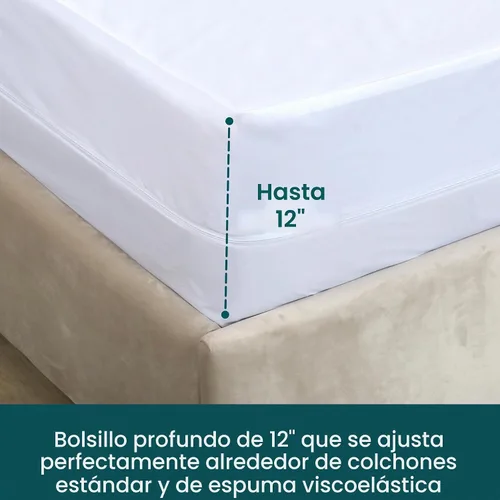 Vista 3 de COTTONPASSION Funda de Colchón con Cremallera, Protector de Colchón Impermeable Tamaño Full, Transpirable y Silencioso Absorbente Funda de Colchón