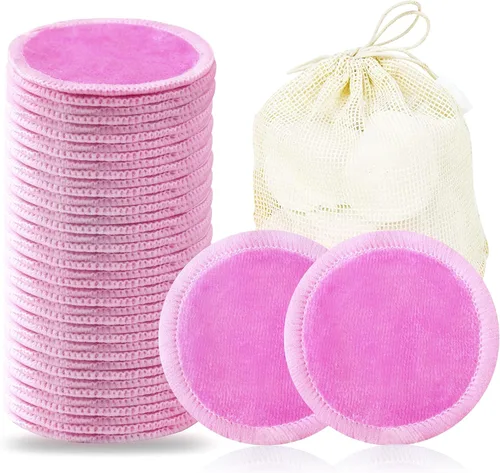 Vista 8 de wegreeco Paquete de 40 almohadillas desmaquillantes reutilizables, lavables y reutilizables, almohadillas redondas de algodón para la cara, paños
