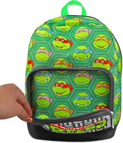 Vista 4 de Teenage Mutant Ninja Turtles Mini mochila para adolescentes - Mochila TMNT de lona de 10 pulgadas con bolsillo frontal y marcador Paquete