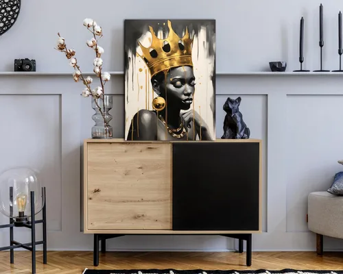Vista 129 de Arte de pared afroamericano, decoración de rey y reina bailarín negro para sala de estar, arte de pareja de amor negro para dormitorio, lienzo