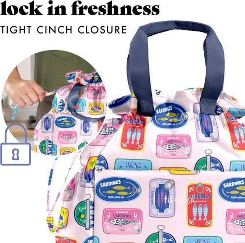 Vista 4 de Fit & Fresh Cromwell Bolsa de Almuerzo con Cordón para Mujeres, Juego Completo de Almuerzo con 2 Contenedores, Resistente a las Manchas, Resistente