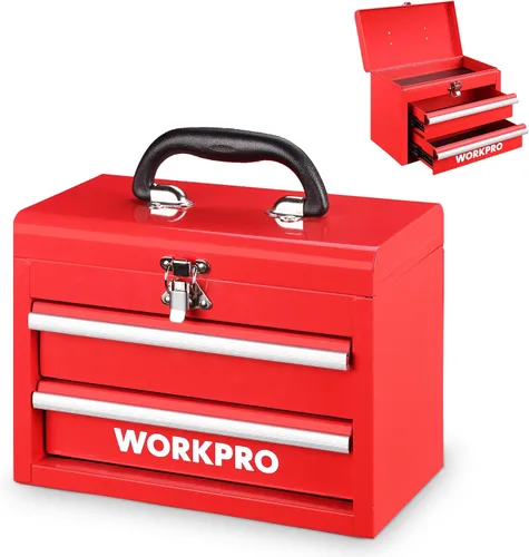 Vista 9 de WORKPRO Mini caja de herramientas de metal portátil con 2 cajones