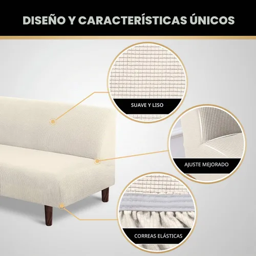 Vista 3 de PrinceDeco Funda elástica sin brazos para futón, funda deslizante para futón, funda para sofá de tamaño completo y cama de sofá de tamaño queen