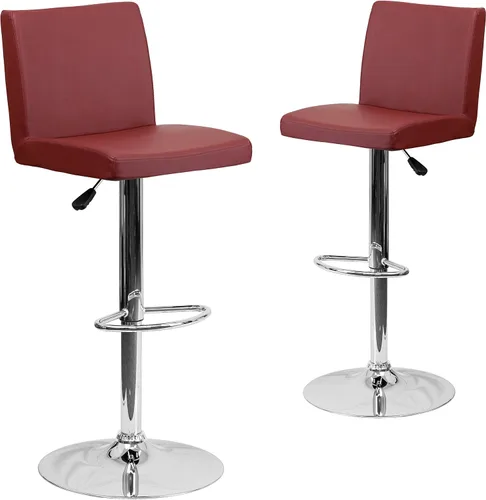 Vista 13 de Flash Furniture Taburete de bar contemporáneo de vinilo negro ajustable con panel trasero y base cromada (paquete de 1)